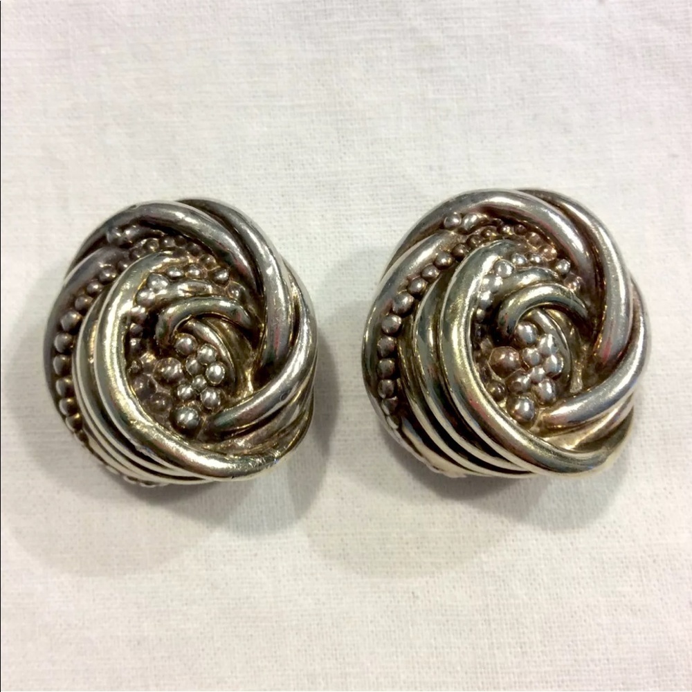 VINTAGE JEM DESIGNER STERLING SILVER & GOLD VERMEIL STATEMENT CLIP ON EA…